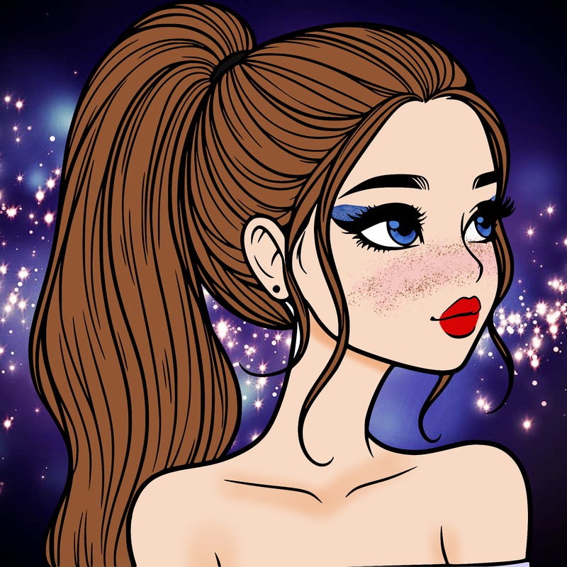 a beautiful and realistic girl with a high pony tail