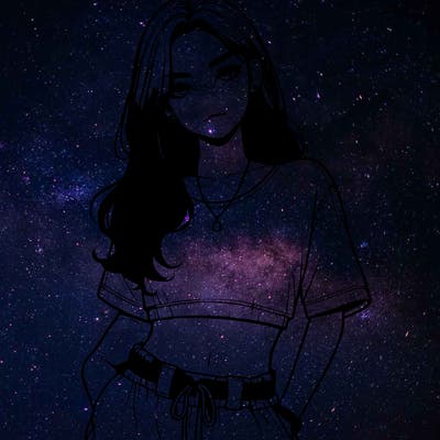 realistic girl witha crop top and baggy pants