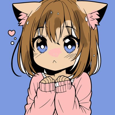 shy anime catgirl
