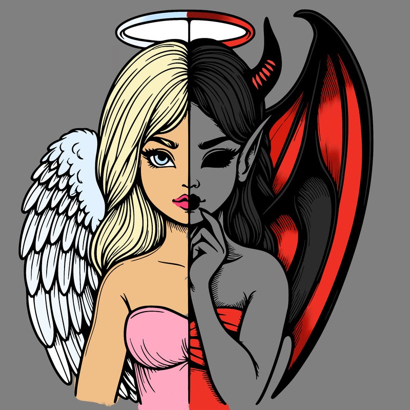 realistic angel half demon