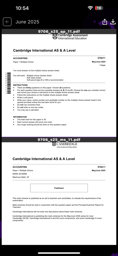 IVY Online - Learning Platform - Cambridge AS and A Level Accounting past papers and mark schemes on the IVY Online platform