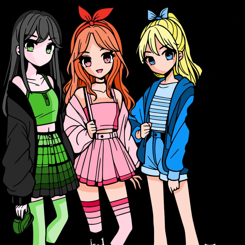 teen manga girls group of 4
