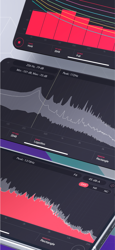 Audio Spectrum Analyzer Pro - Interface of Audio Spectrum Analyzer Pro showing professional frequency graphs and FFT plots
