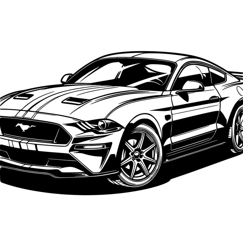 ford mustang .fine lines. white background