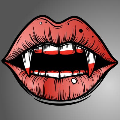 lips with vampire teeth