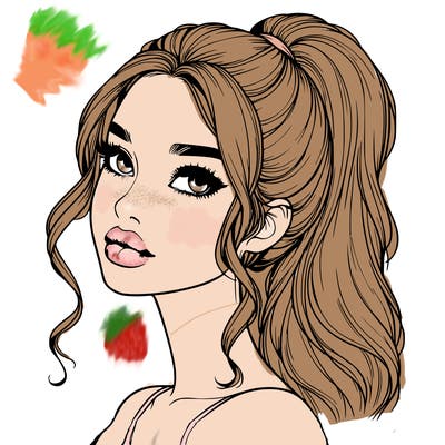 realistic girl with a ponytail on her hair and lips