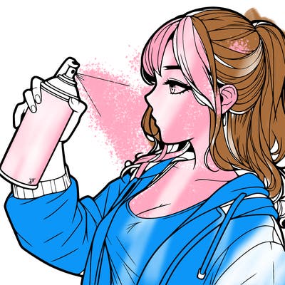 a realistic girl spray, painting
