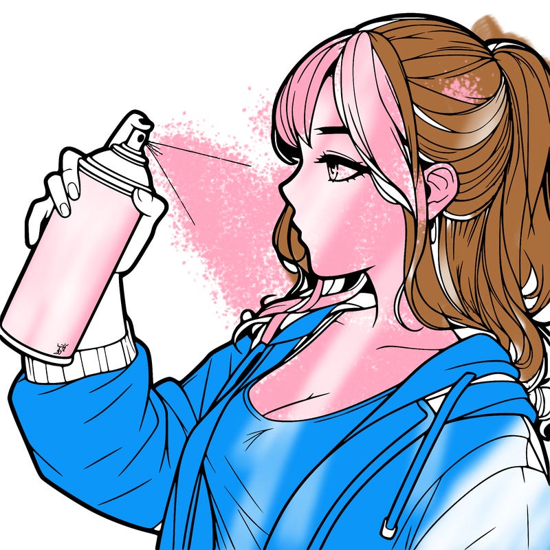 a realistic girl spray, painting