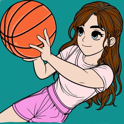 realistic girl playing basketball
