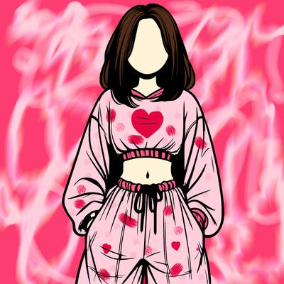 realistic girl faceless with baggy pants and a crop top