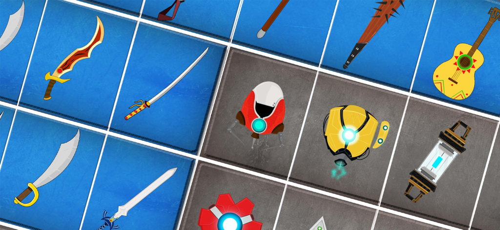 Stickman Fighter Epic Battle 2 - A grid of unlockable weapons and items in Stickman Fighter Epic Battle 2 including swords a guitar and futuristic gadgets