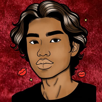 asian guy with wavy hair and full lips