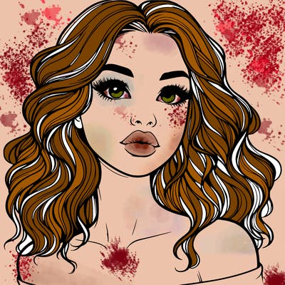 realistic girl with wavy hair and lips