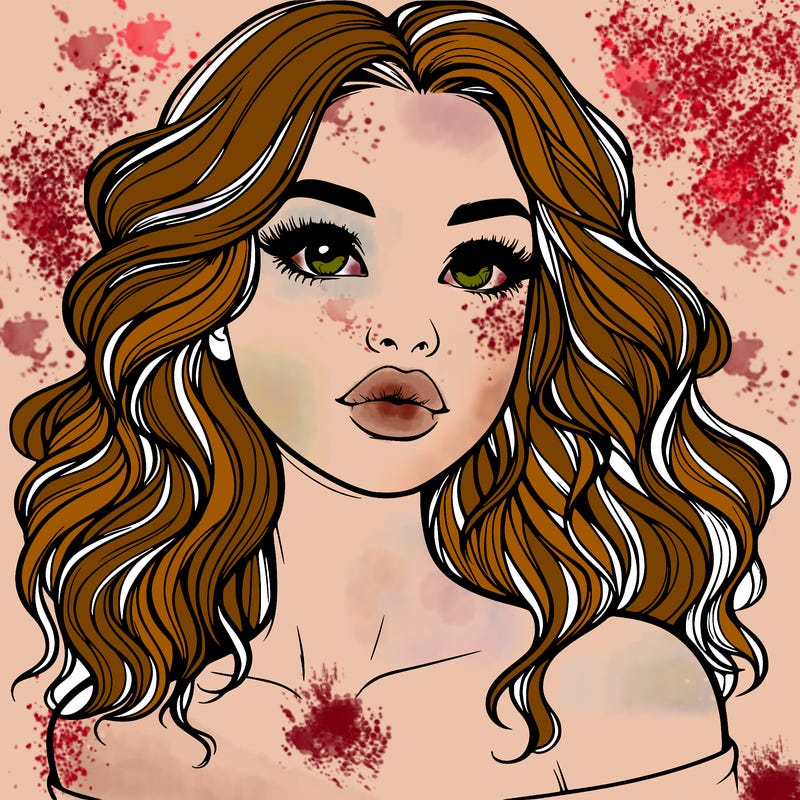 realistic girl with wavy hair and lips