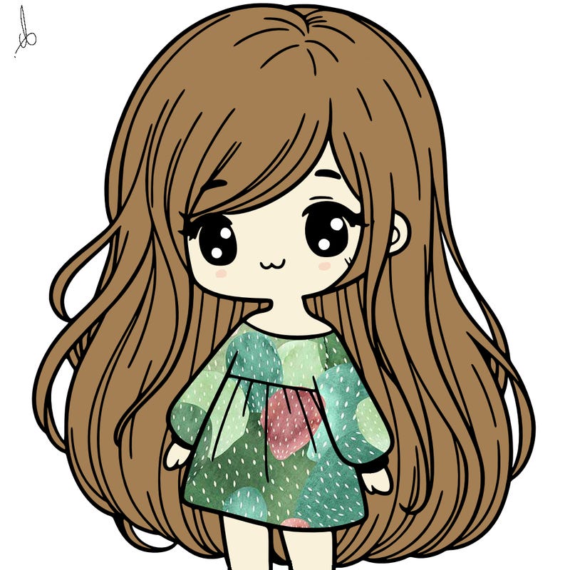 cute girl with long hair