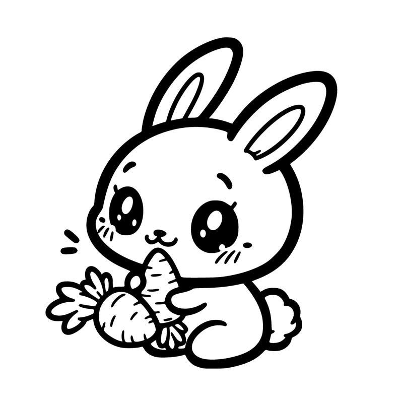 cute bunny eating a carrot.