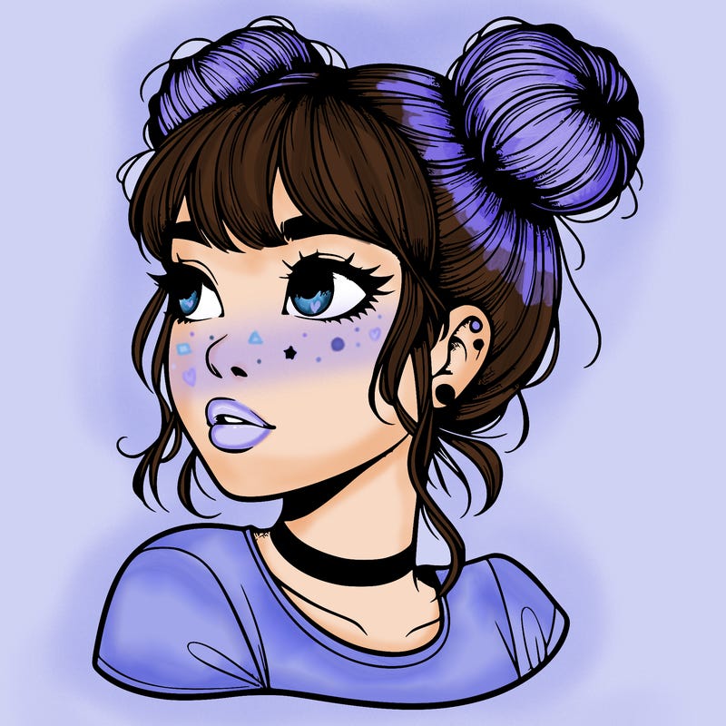 realistic girl with spacebuns