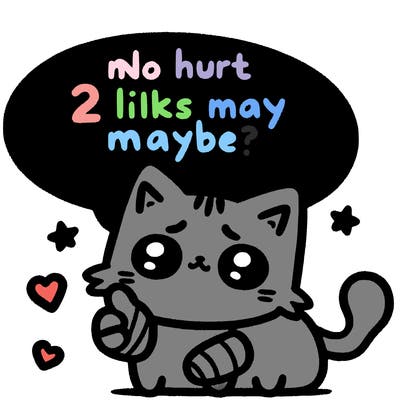 cute cat thats been hurt saiying 2 likes maybe