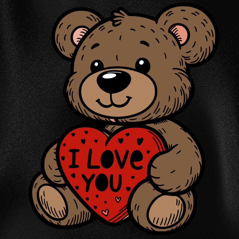 teddy bear holding an i love you heart
