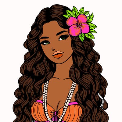 realistic beautiful hawaiian woman,long dress,haku lei, lips