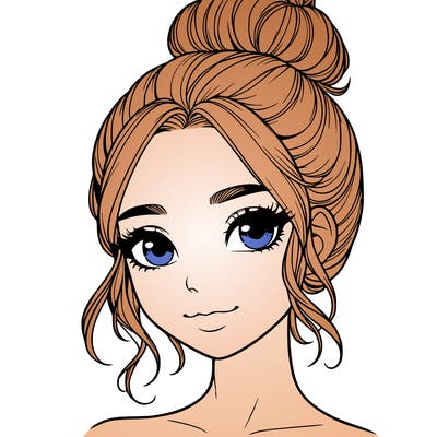 realistic pretty girl with hair in bun