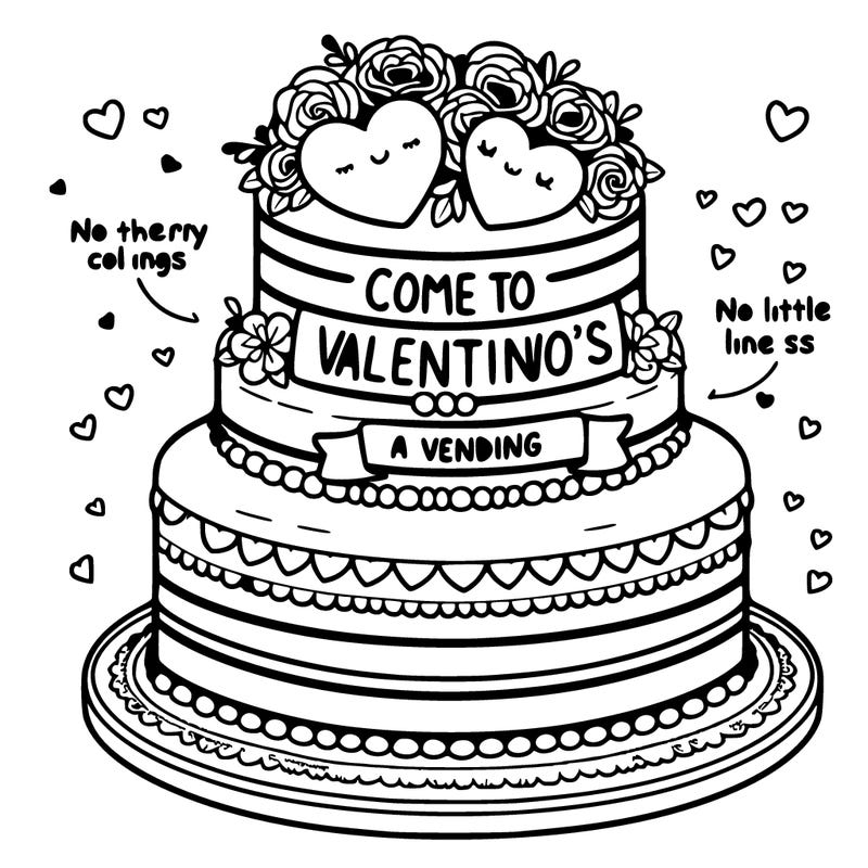 wedding cake with the words come to valentino’s and valentine’s wedding