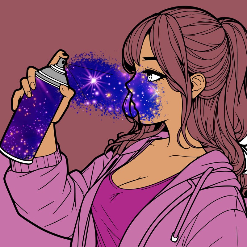 a realistic girl spray, painting