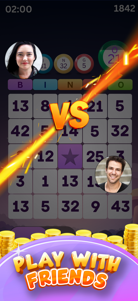 Competitive 1v1 bingo match in Bingo Real Money Win Cash Game