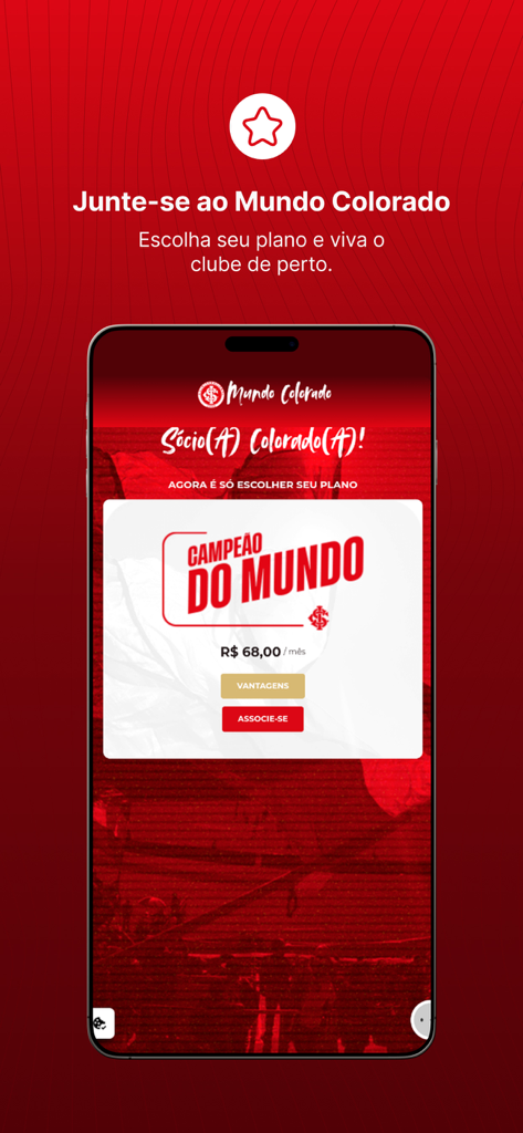 Mundo Colorado - Mundo Colorado app screen showing membership plan options for Sport Club Internacional fans