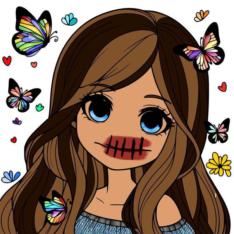 realistic girl with butterflies around her
