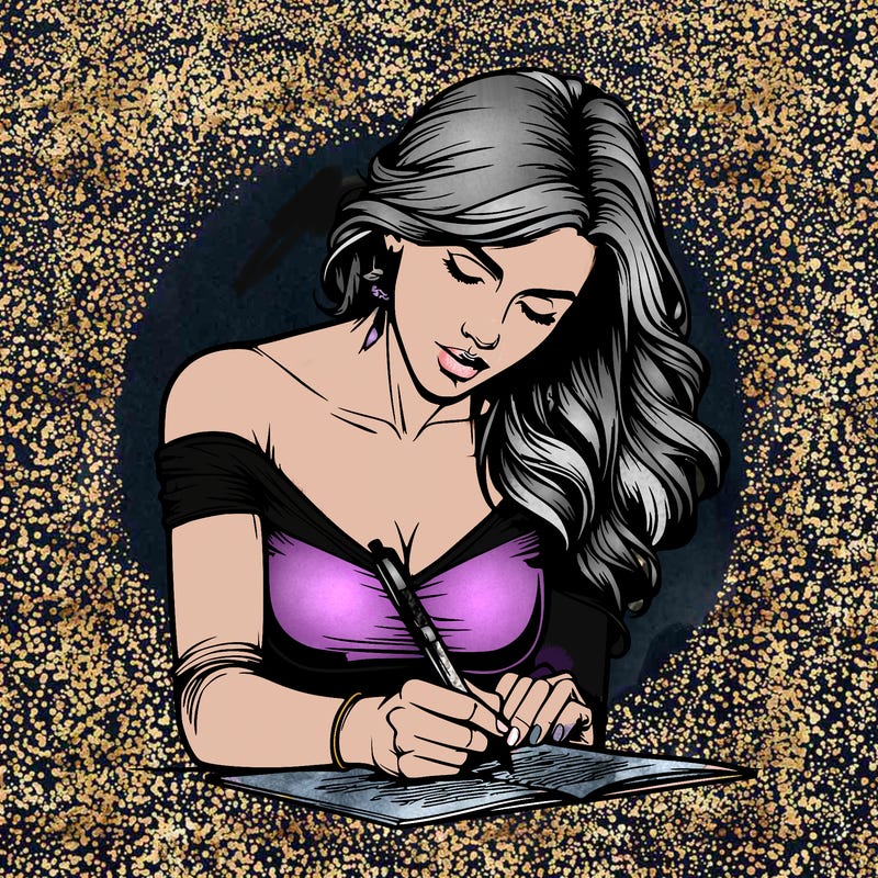 realistic female writing poetry