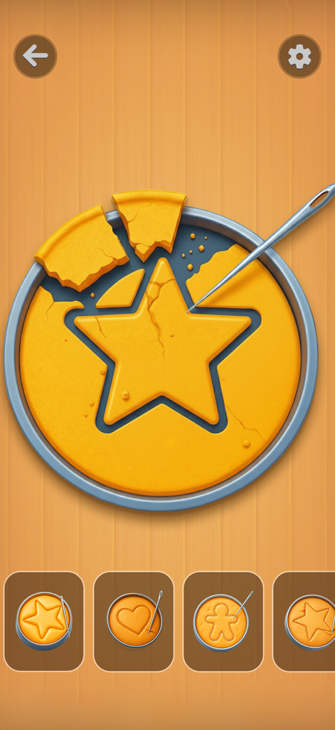 Antistress mini fidget toys - digital dalgona candy game with needle carving a star shape