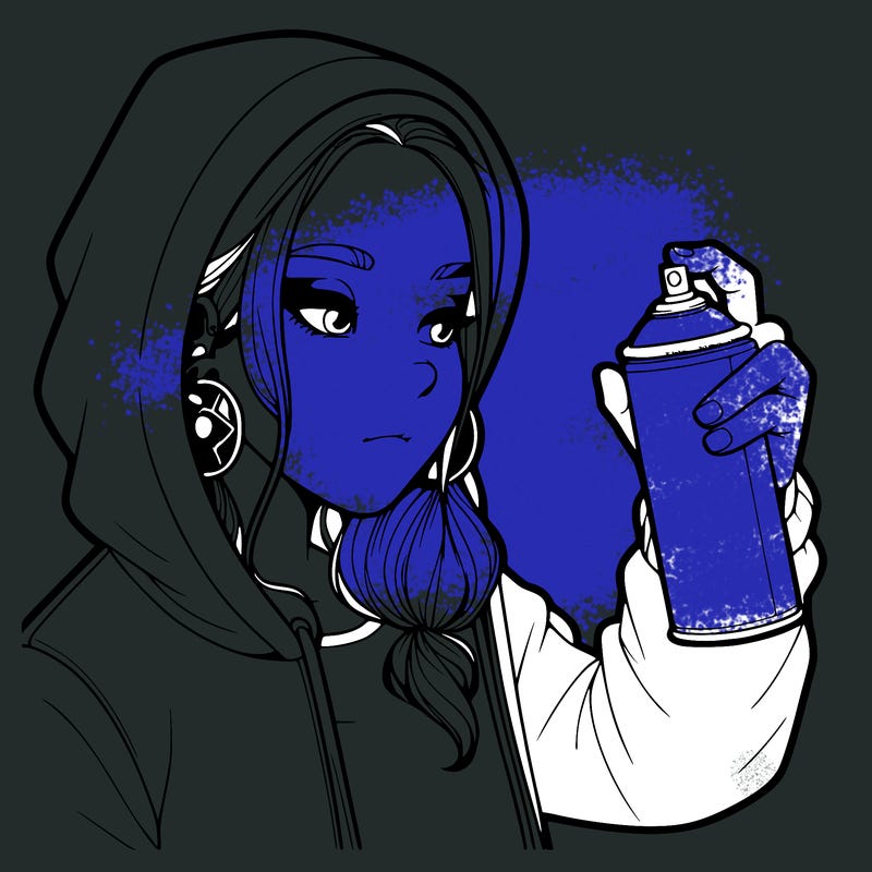 a realistic girl, spray painting