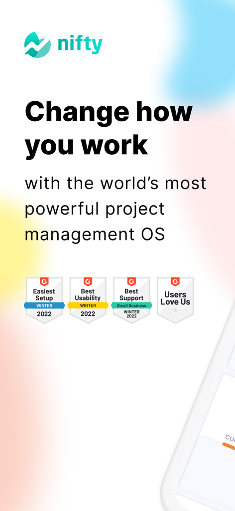 Nifty: Manage Projects & Tasks - Nifty project management app featuring G2 industry awards for usability and setup