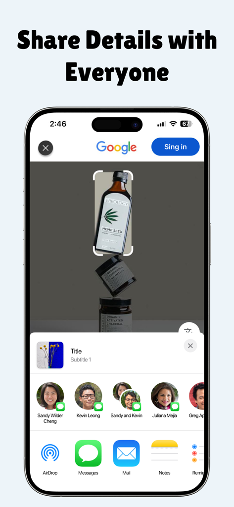 ClarityCheck - Deep Search AI - ClarityCheck app interface displaying how to share visual search results through the iOS share sheet.