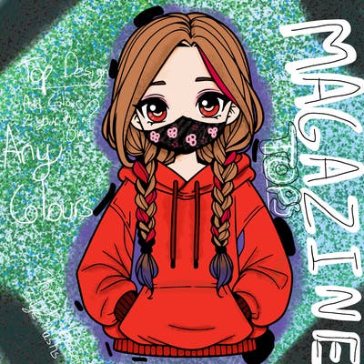 a realistic girl with a oversized hoodie and she has braids