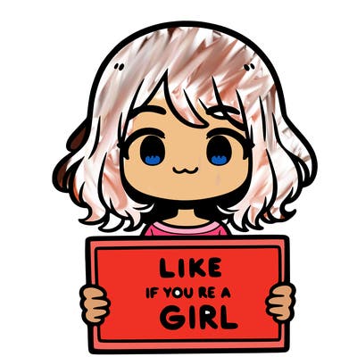 a cute girl holding a sign that says like if you’re a girl