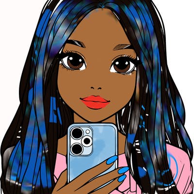 realistic girl with a phone