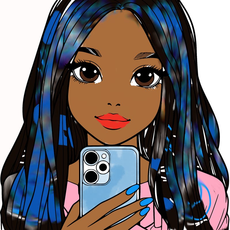realistic girl with a phone