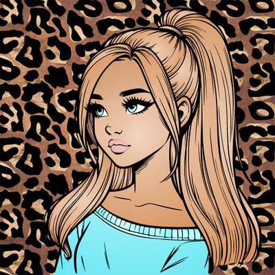 realistic girl with a high ponytail