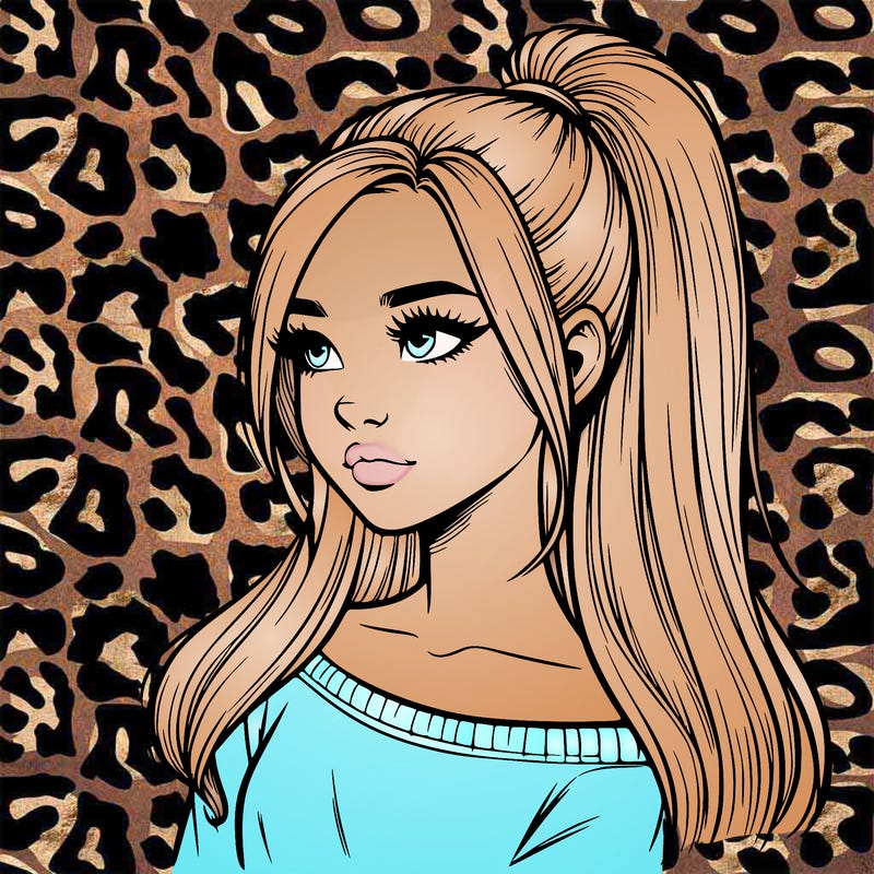 realistic girl with a high ponytail