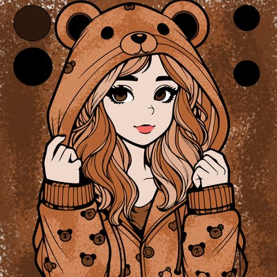 realistic girl in a animal pjs hoodie