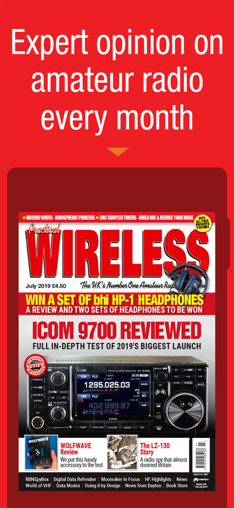 Practical Wireless - Practical Wireless magazine cover featuring a technical review of the ICOM 9700 transceiver for amateur radio enthusiasts