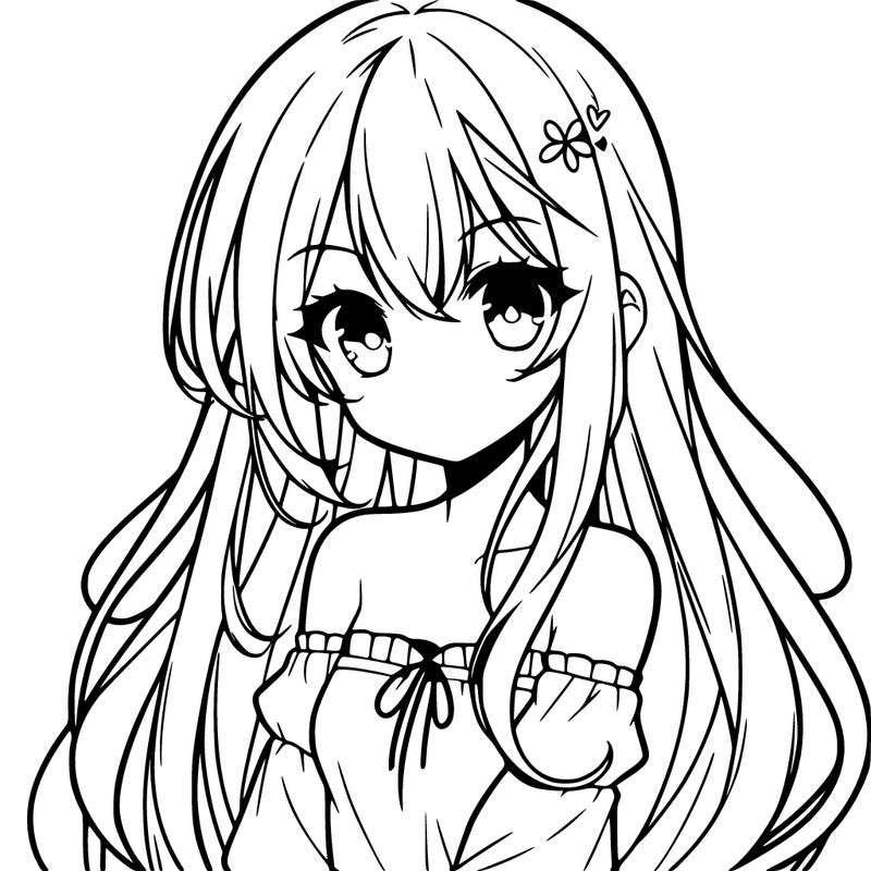 cute anime girl with long hair