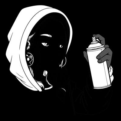 a realistic girl, spray painting