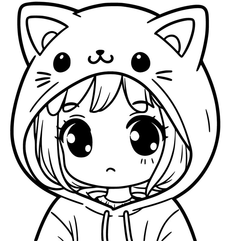 girl wearing a cat hoodie