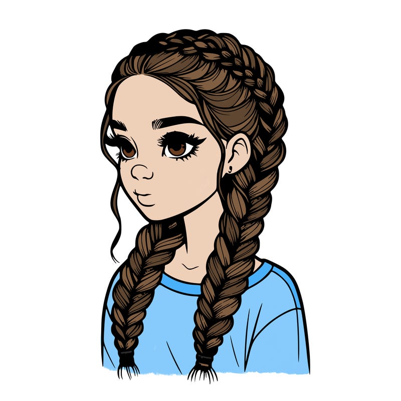realistic girl with braids