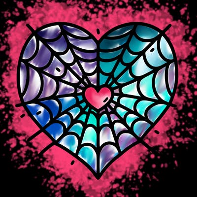 spider wed shape of a heart in the middle