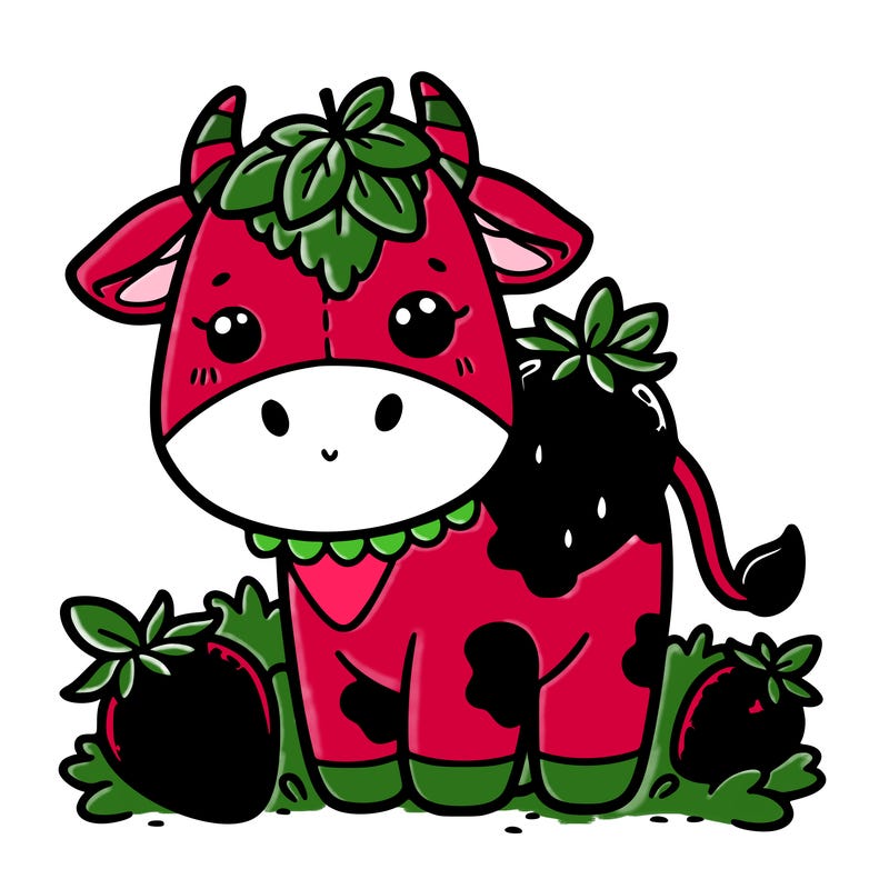 cute cartoon strawberry cow