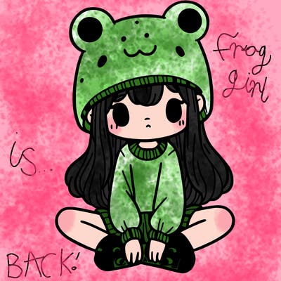 a girl wearing a frog hat and some frog socks